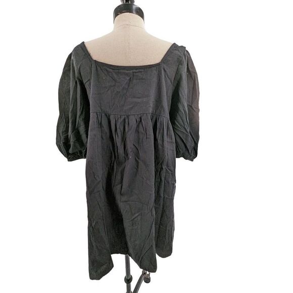 Lumiere Women Black Square Neck Cotton Mini Dress Size Large - Picture 5 of 12